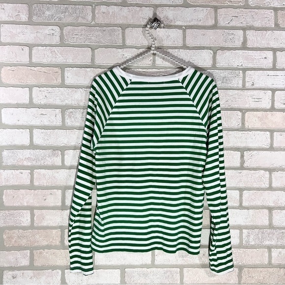 South Parade Lenny Palm Tree Green and White Stripe Long Sleeve Top Size S - Picture 6 of 10